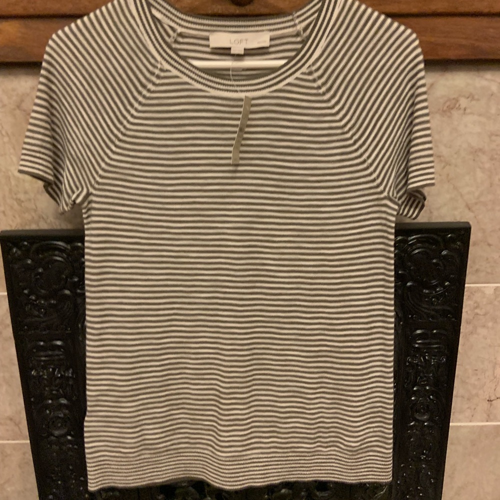 Loft brown and white stripe sweater shirt